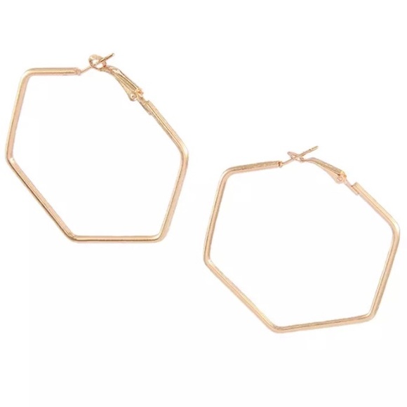 NEW!๐๐ROSE!๐๐GOLDEN! HEXAGON HOOPS!๐๐MODERN! - Picture 2 of 7
